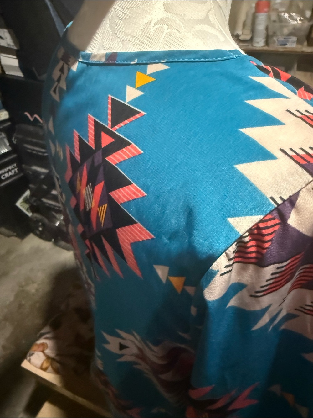 Liberty Love Teal Aztec V‑Neck Tunic - Picture 4 of 6
